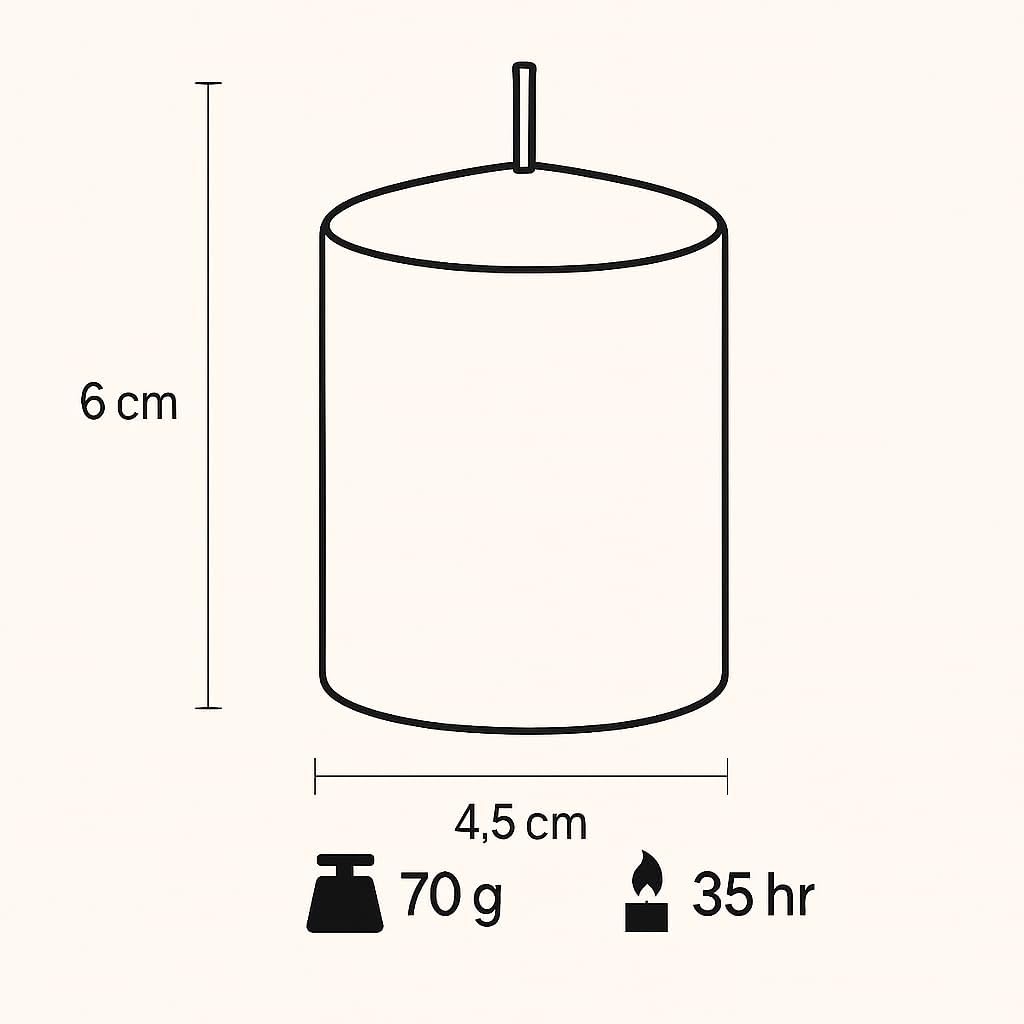Walmoh Light Scented Pillar Candle, 4.5cm x 6cm, 70gram, upto 35 hours Burn Time, Pack of 6, Premium Quality Candles