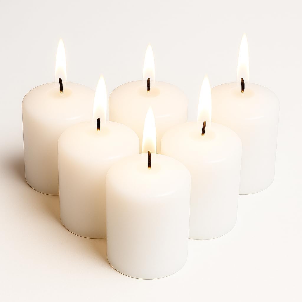 Walmoh Light Scented Pillar Candle, 4.5cm x 6cm, 70gram, upto 35 hours Burn Time, Pack of 6, Premium Quality Candles