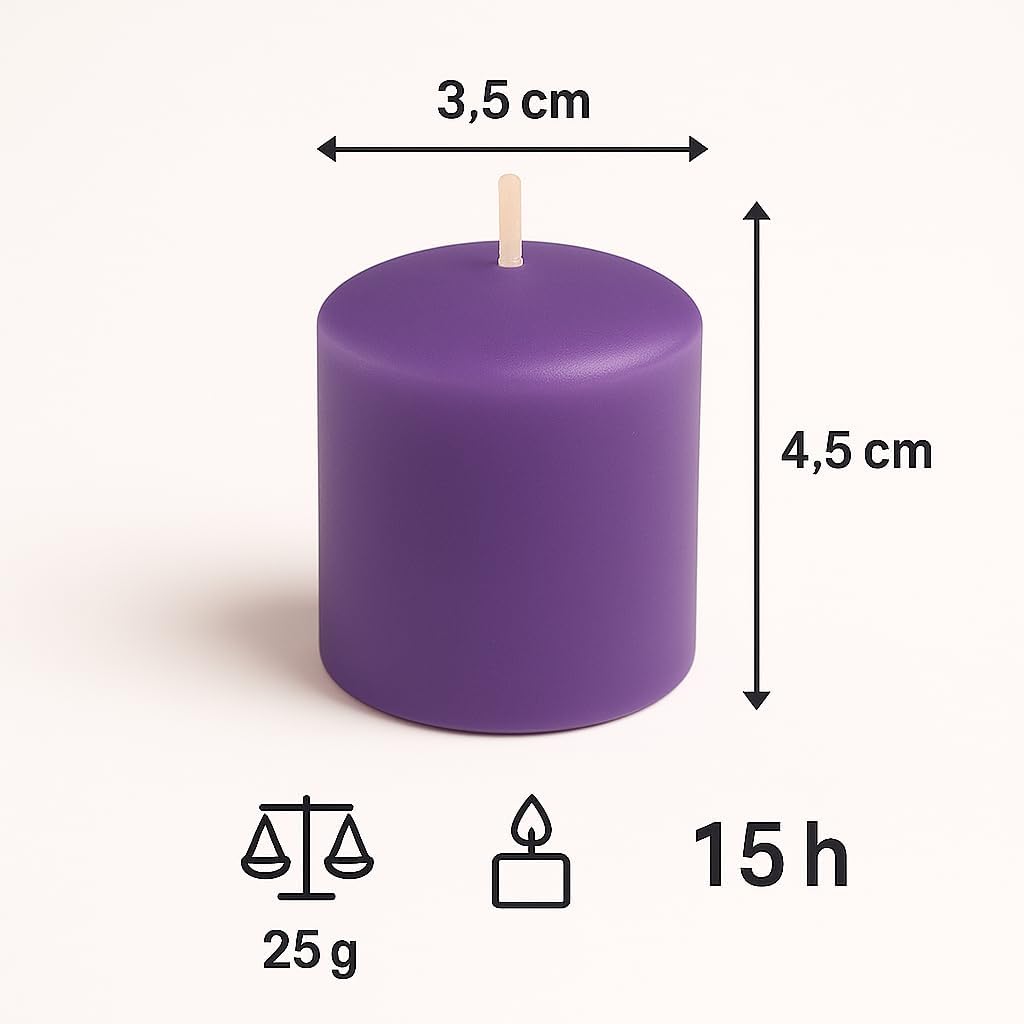 WALMOH Scented Tealight Candles Set, 25g Each, 15+ Hours Burn Time, Pack of 8 with Glass pot Holder (Lavender)