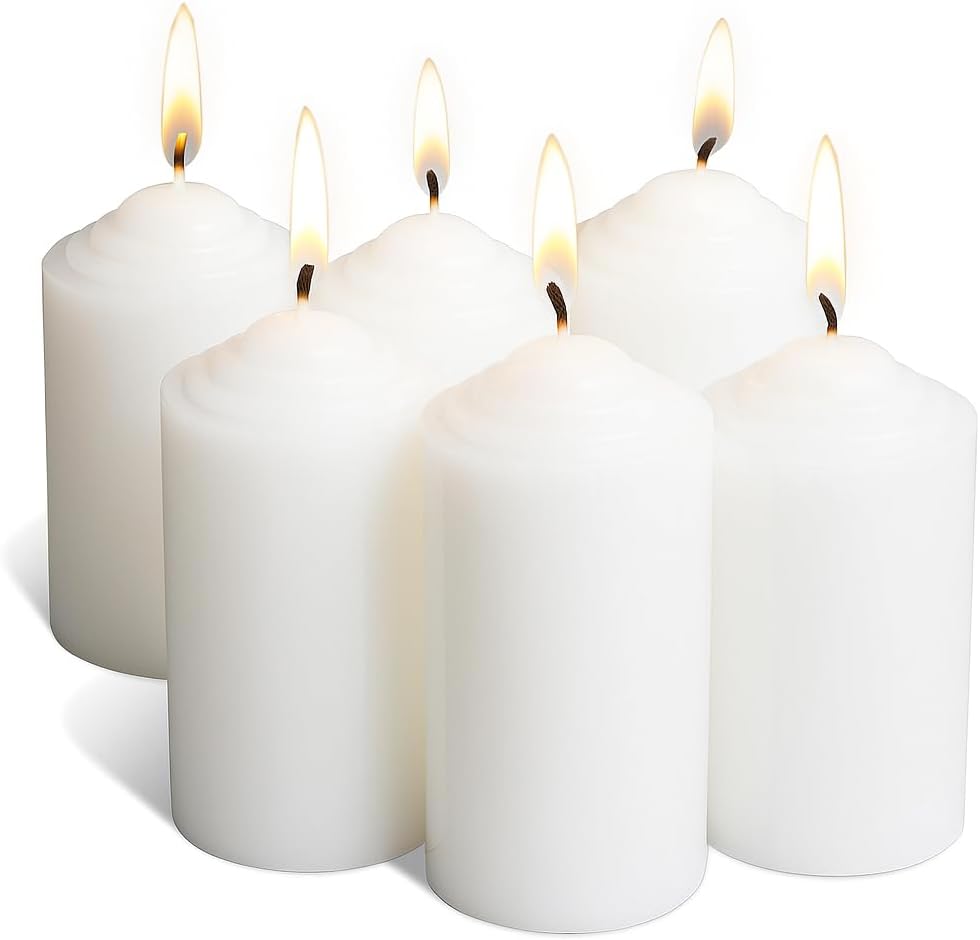 Walmoh Light Scented Pillar Candle, 5cm x 9cm, 125gram, Pack of 6, Premium Quality Candles, White