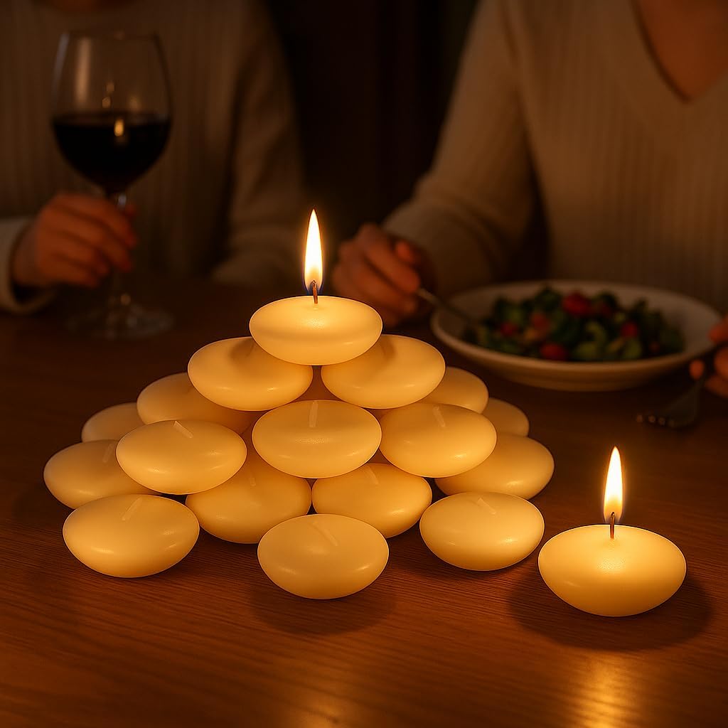 WALMOH Unscented Floating Candle, Ivory, Pack of 30, Upto 4 Hours Burn Time, Premiun Series