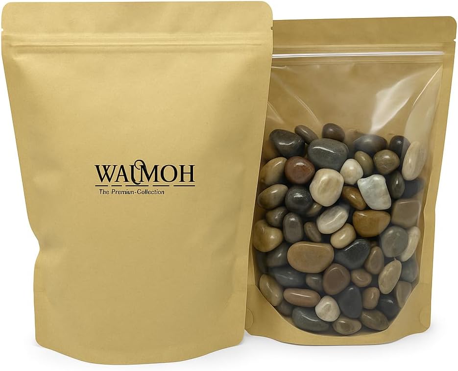WALMOH Aquarium Gravel River Rock - Natural Highly Premium Polished Decorative Gravel, for Aquariums, Landscaping, Vase Fillers 1 KG (Mixed Natural)