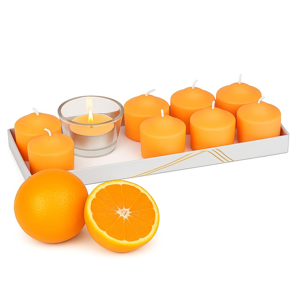 WALMOH Scented Tealight Candles Set, 25g Each, 15+ Hours Burn Time, Pack of 8 with Glass pot Holder (Lavender)