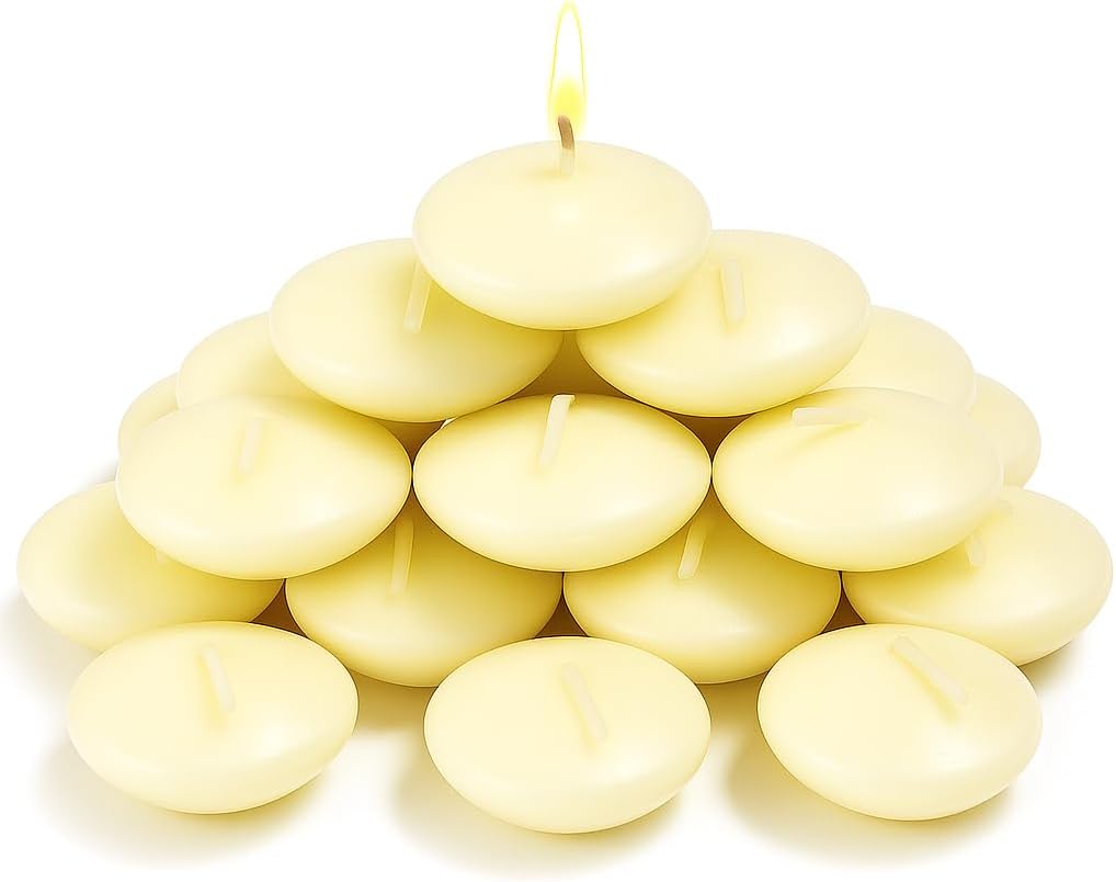 WALMOH Unscented Floating Candle, Ivory, Pack of 30, Upto 4 Hours Burn Time, Premiun Series