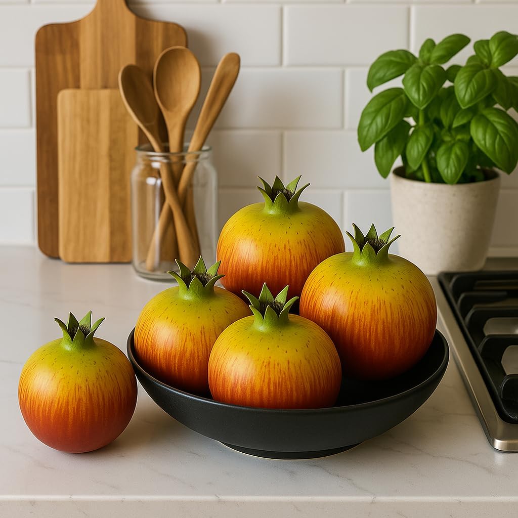 WALMOH Artificial Decorative Fruit, Realistic Look and Weight, Set of 5, Washable, Non Toxic Paint