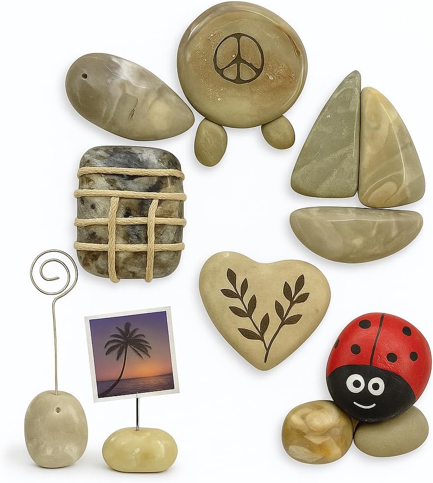 WALMOH Highly Polished Marble Pebbles for Home Decor, SPA, Landscaping, Fish Aquiaraim, Vase Filler, Planting, 3-4 Inches, 1Kg, (Marble Grey)