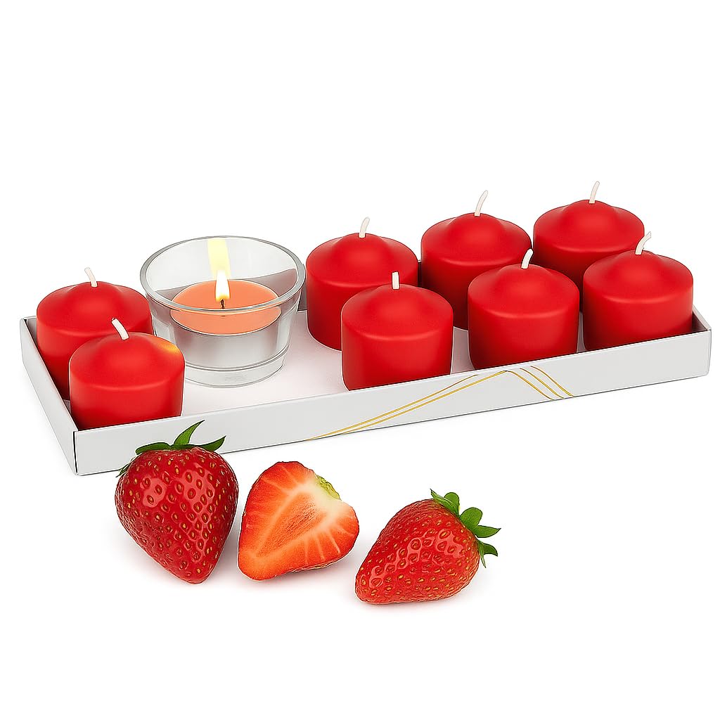 WALMOH Scented Tealight Candles Set, 25g Each, 15+ Hours Burn Time, Pack of 8 with Glass pot Holder (Lavender)
