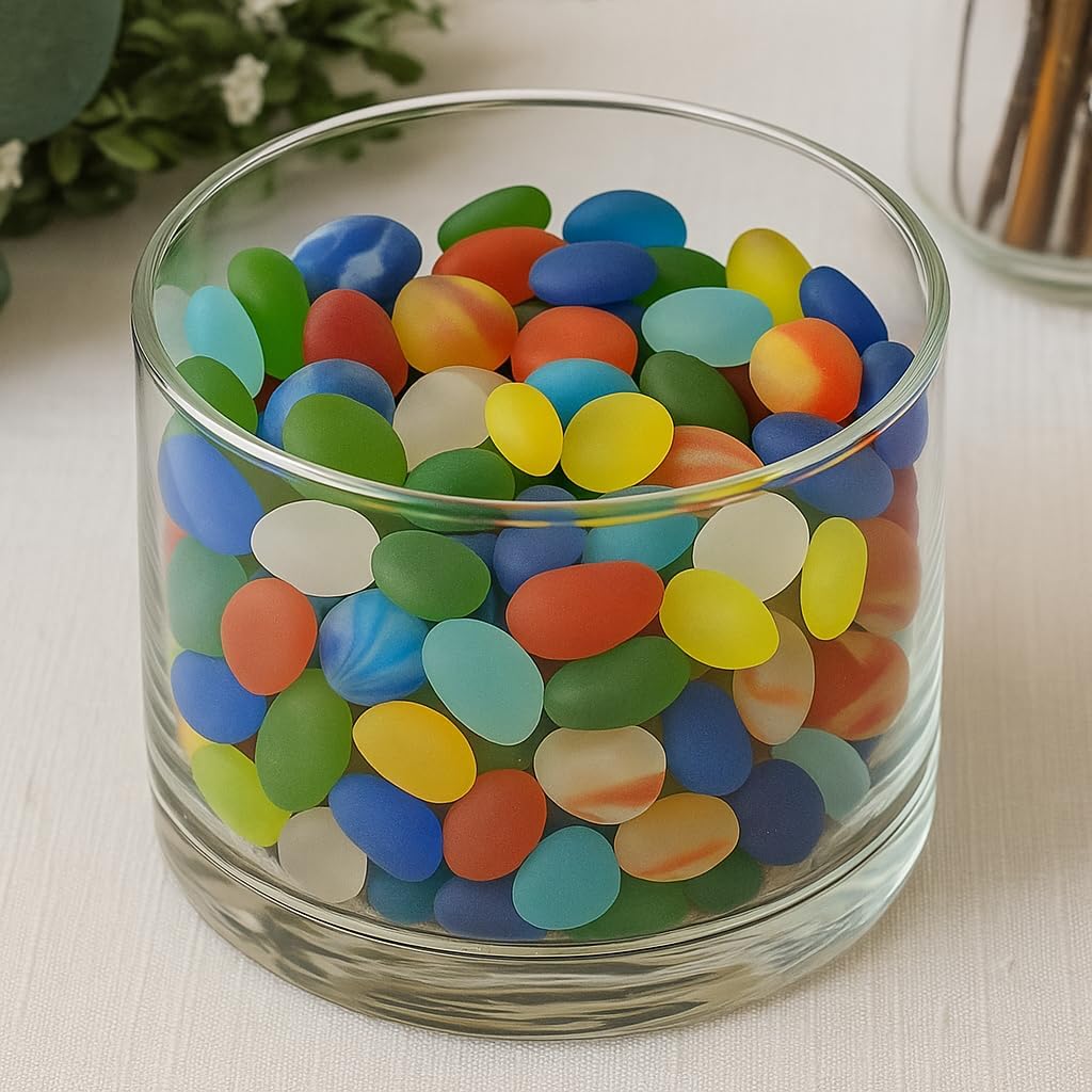 WALMOH High Quality Glassy decorative stones and pebbles oval and round for Vase Fillers, Aquariam, Plants, wall decoration, 400 Gram (0.9lb) Pack.