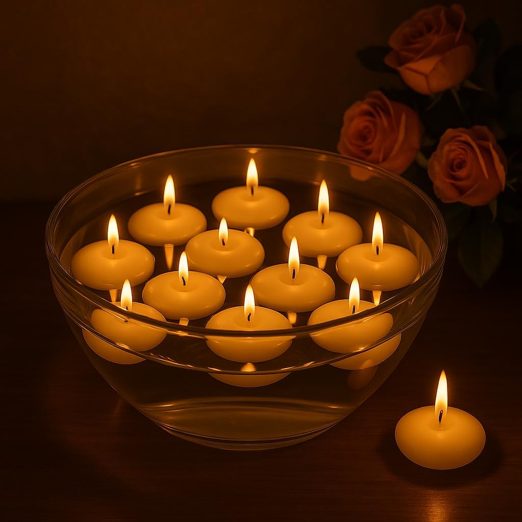 WALMOH Unscented Floating Candle, Ivory, Pack of 30, Upto 4 Hours Burn Time, Premiun Series