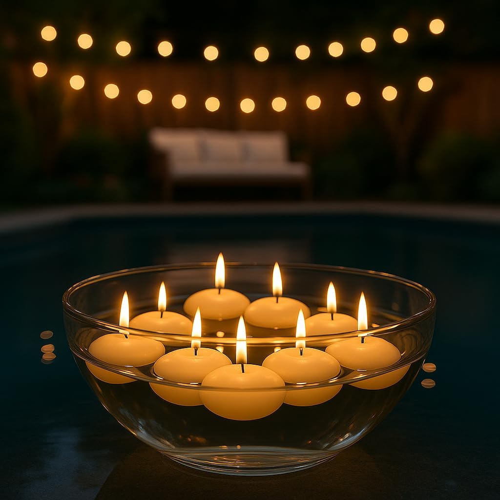 WALMOH Unscented Floating Candle, Ivory, Pack of 30, Upto 4 Hours Burn Time, Premiun Series