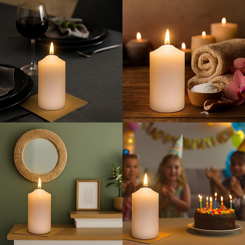 Walmoh Light Scented Pillar Candle, 5cm x 9cm, 125gram, Pack of 6, Premium Quality Candles, White