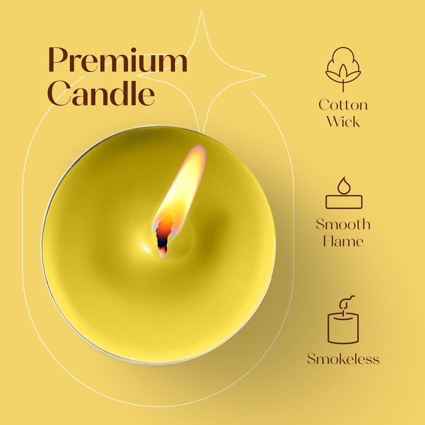 Walmoh Tea Light Scented Candles, 4 hours burn time, Pack of 40, Premium Series Candles (Fresh Lemon)
