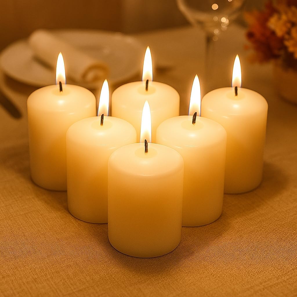Walmoh Light Scented Pillar Candle, 4.5cm x 6cm, 70gram, upto 35 hours Burn Time, Pack of 6, Premium Quality Candles