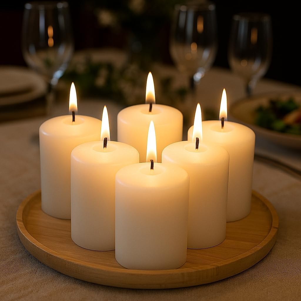 Walmoh Light Scented Pillar Candle, 4.5cm x 6cm, 70gram, upto 35 hours Burn Time, Pack of 6, Premium Quality Candles