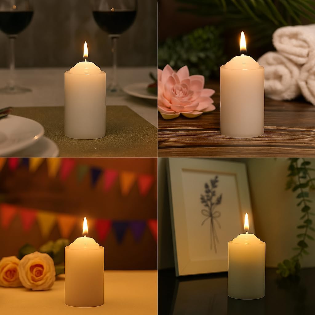 Walmoh Light Scented Pillar Candle, 5cm x 9cm, 125gram, Pack of 6, Premium Quality Candles, White