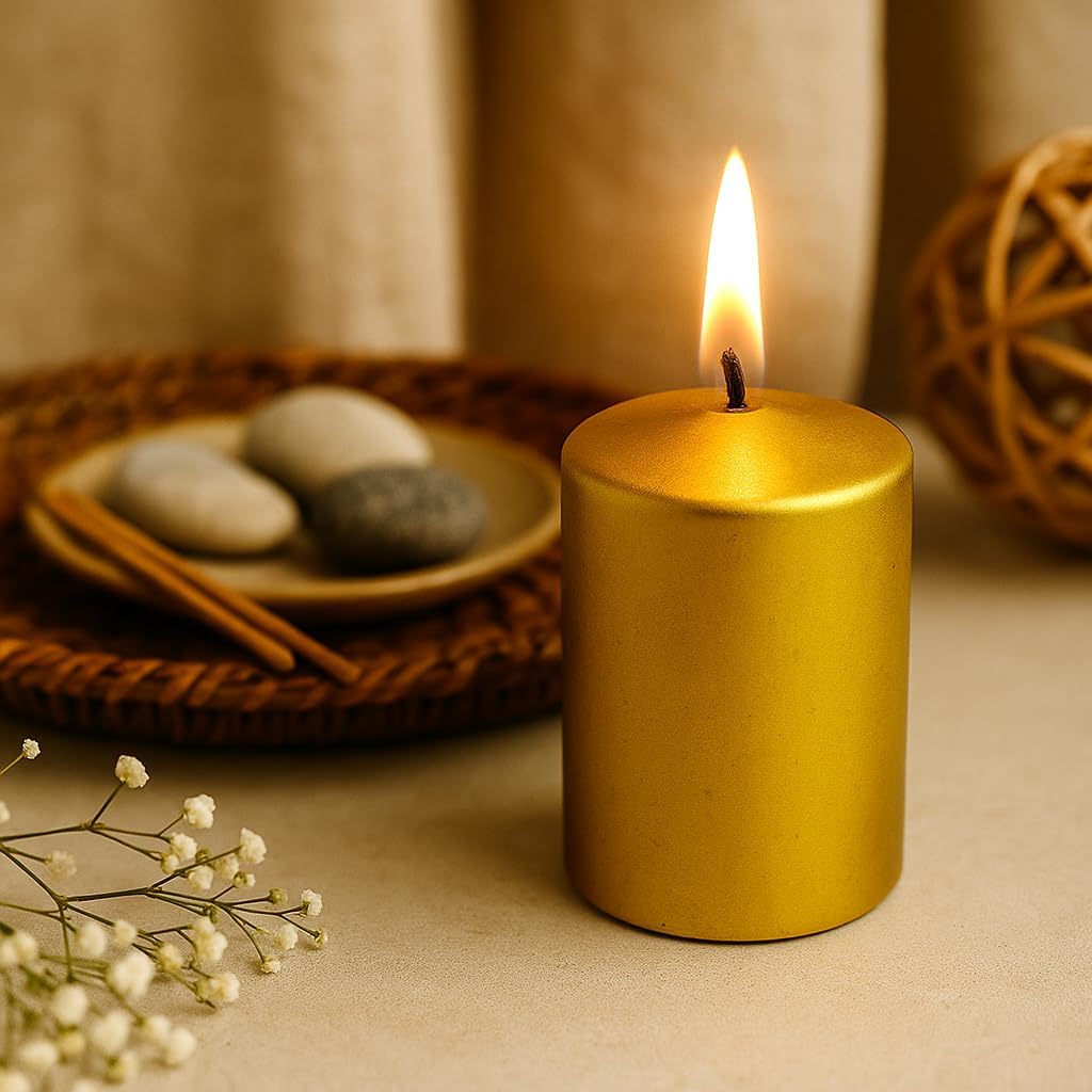 Walmoh Light Scented Pillar Candle, 4.5cm x 6cm, 70gram, upto 35 hours Burn Time, Pack of 6, Premium Quality Candles