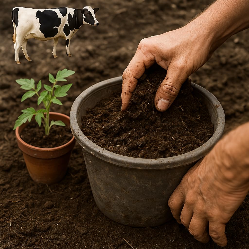 WALMOH 100% natural and Organic Cow and Goat Manure Fertiliser, 4kg, Covers 2-3 Square Metres, Natural Plant Nutrition, 80% Cow 20% Goat Blend. Feshly Collected in UAE.