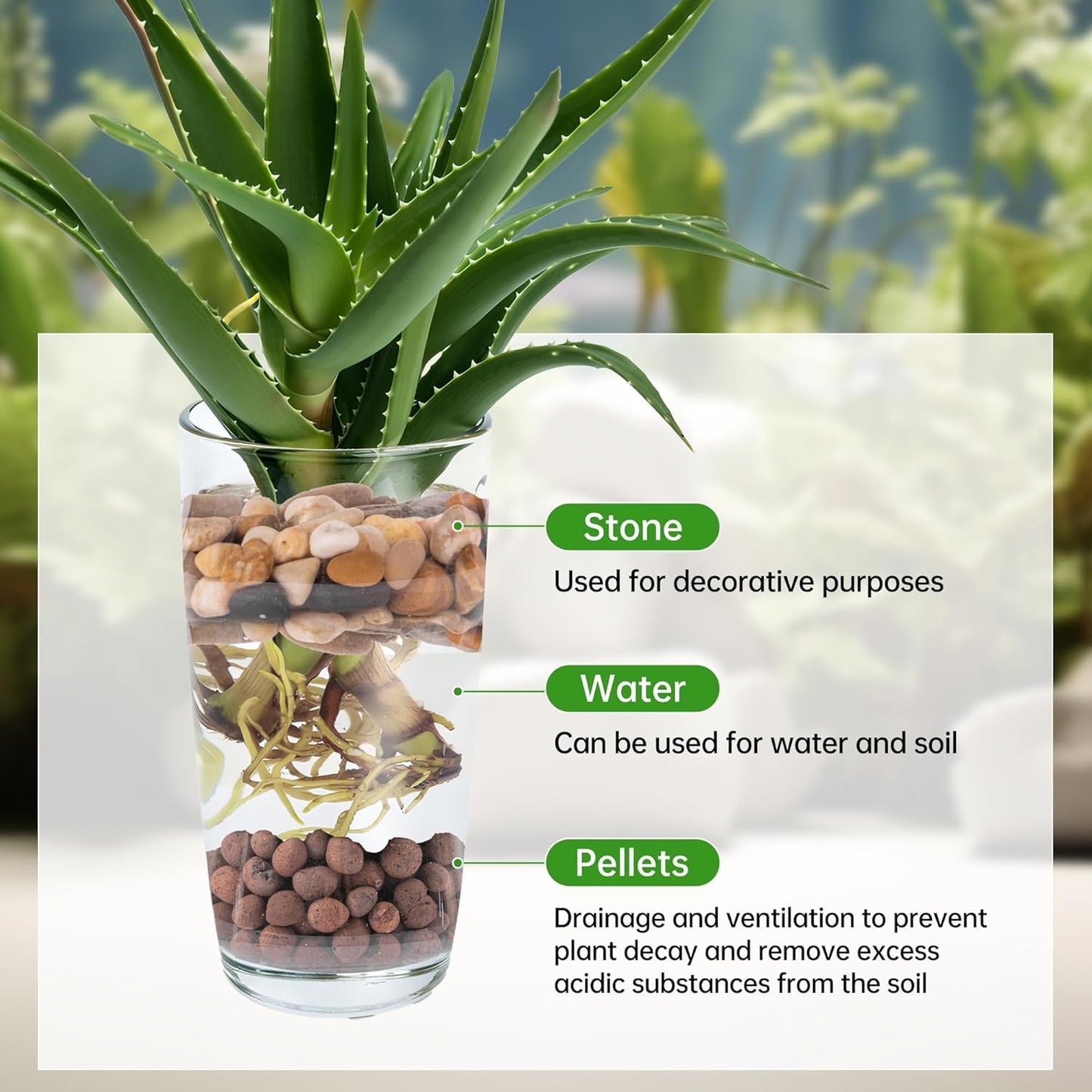 WALMOH 450 Gram (2 Liters) Natural Expanded Clay Pebbles for Plants 4mm-16mm Clay Balls 100% Organic Hydroton Leca Balls for Indoor Plants Hydroponic Growing Gardening Orchids Drainage Decoration Aqua