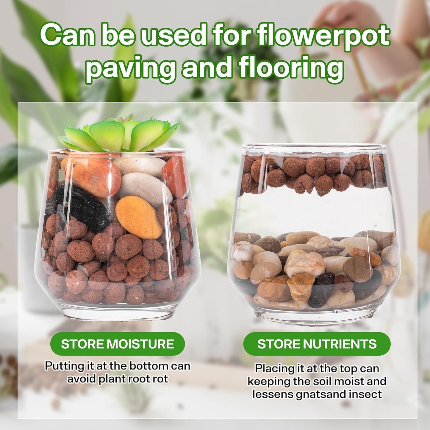 WALMOH 450 Gram (2 Liters) Natural Expanded Clay Pebbles for Plants 4mm-16mm Clay Balls 100% Organic Hydroton Leca Balls for Indoor Plants Hydroponic Growing Gardening Orchids Drainage Decoration Aqua