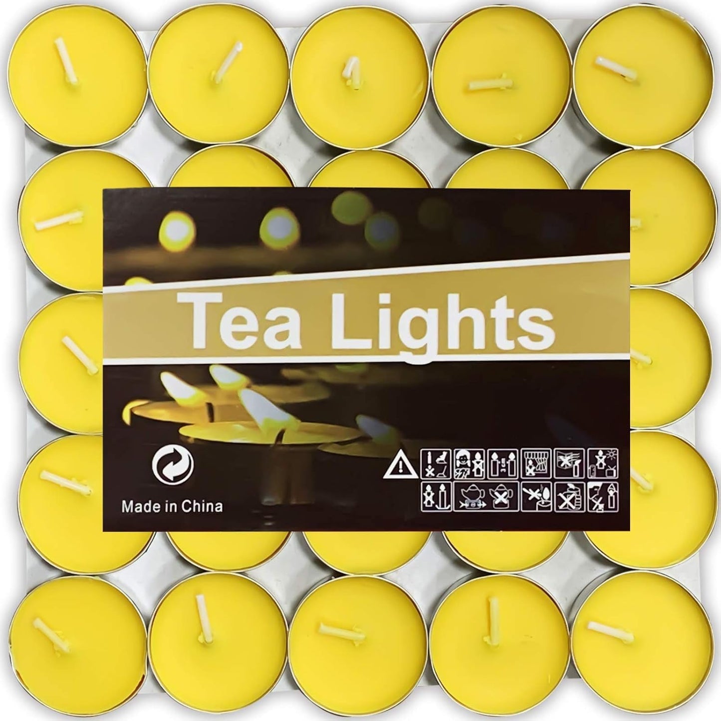 WALMOH Tea Light Candles, Decorative & Festive, YELLOW, Pack of 50, upto4 Hours Burning Time