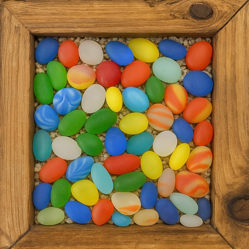 WALMOH High Quality Glassy decorative stones and pebbles oval and round for Vase Fillers, Aquariam, Plants, wall decoration, 400 Gram (0.9lb) Pack.