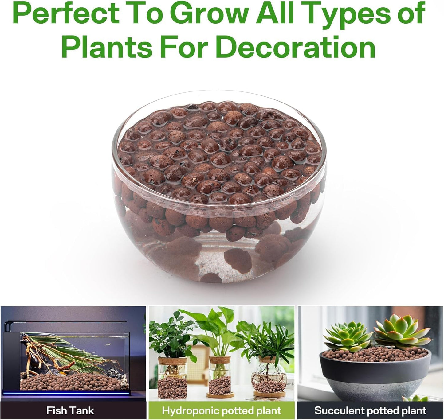 WALMOH 450 Gram (2 Liters) Natural Expanded Clay Pebbles for Plants 4mm-16mm Clay Balls 100% Organic Hydroton Leca Balls for Indoor Plants Hydroponic Growing Gardening Orchids Drainage Decoration Aqua