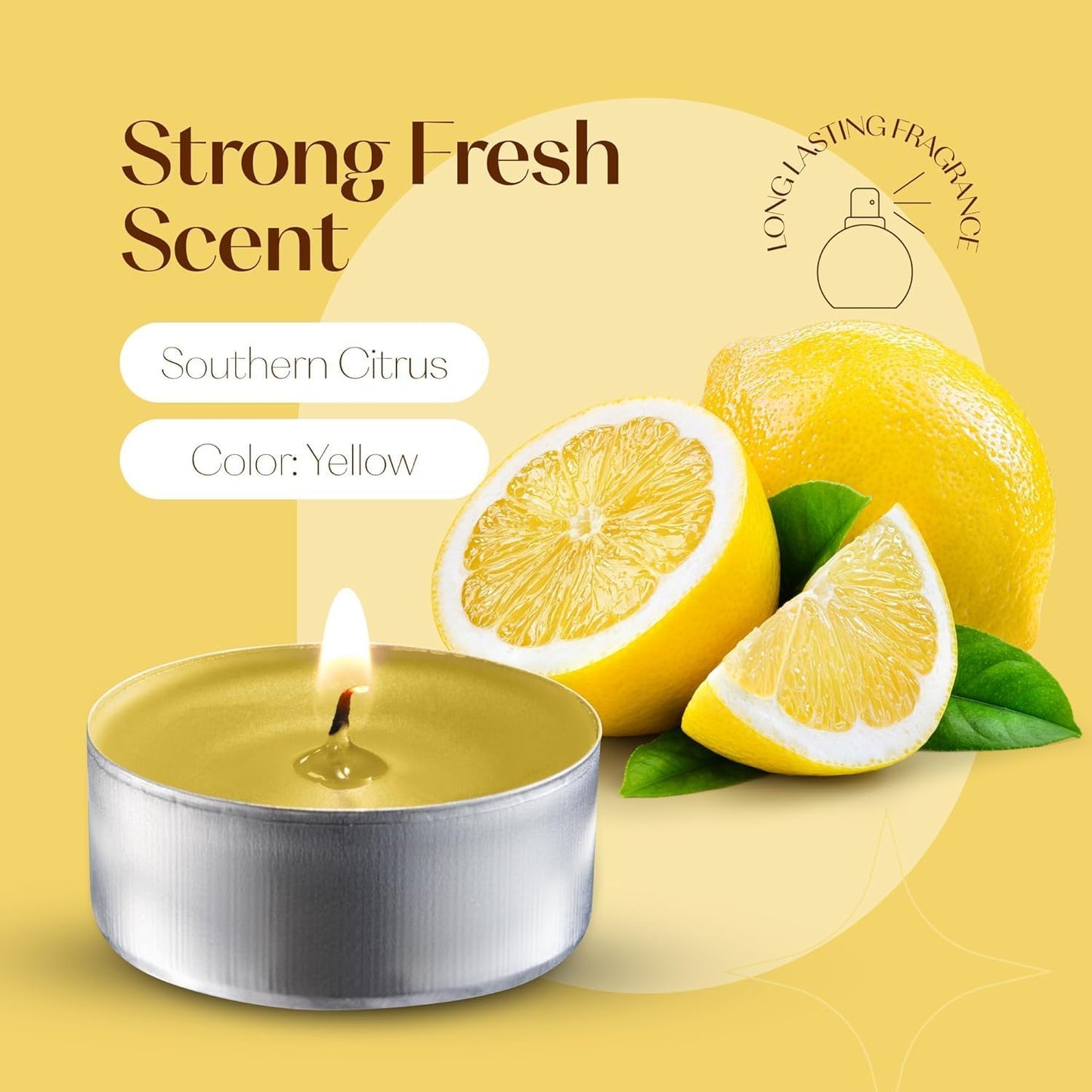 Walmoh Tea Light Scented Candles, 4 hours burn time, Pack of 40, Premium Series Candles (Fresh Lemon)