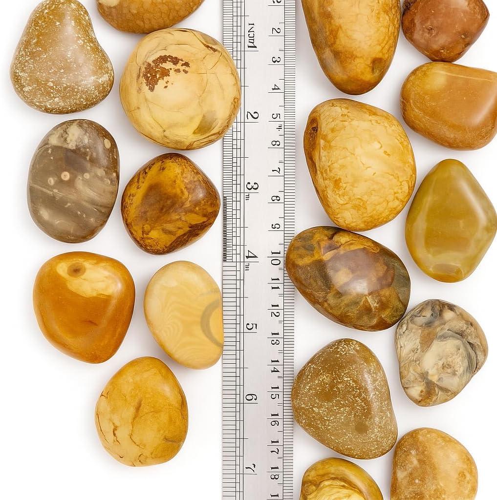 WALMOH Highly Polished Marble Pebbles for Home Decor, SPA, Landscaping, Fish Aquiaraim, Vase Filler, Planting, 2-3 Inches, 1Kg, (Marble Brown)