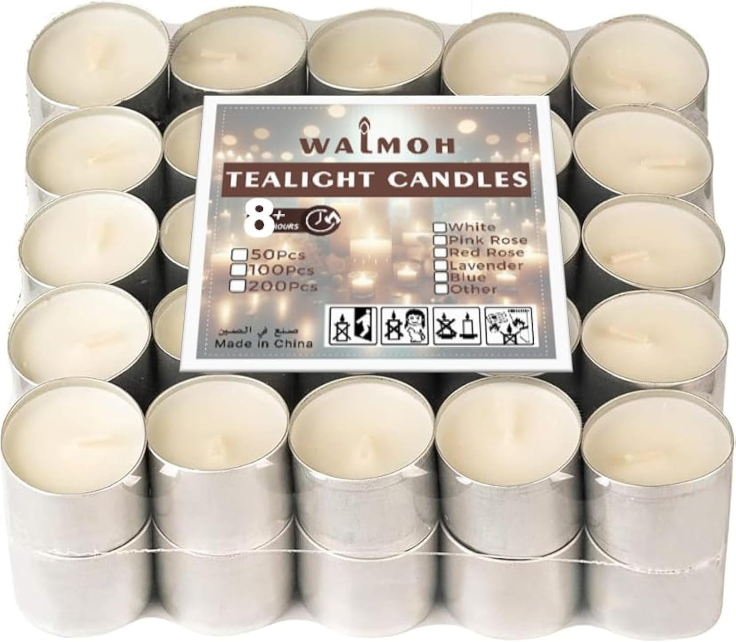 Walmoh Tea Light Scented Candles, 4 hours burn time, Pack of 40, Premium Series Candles (Pink Rose)