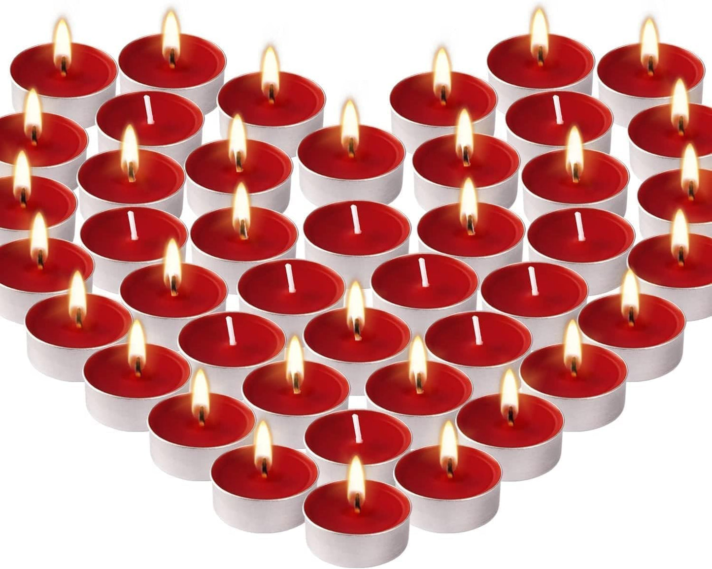 WALMOH Tea Light Candles, Decorative & Festive, RED, Pack of 50, upto 4 Hours Burning Time