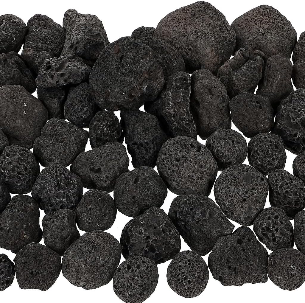 WALMOH Lava Rocks Stone Fire Pit Fireplace, Gas Log Set & Barbecue Grills, Decorative Landscaping Rocks for Indoor and Outdoor Use, 100% Natural, Handcut rocks, 1-2cm size, 500 Grams.