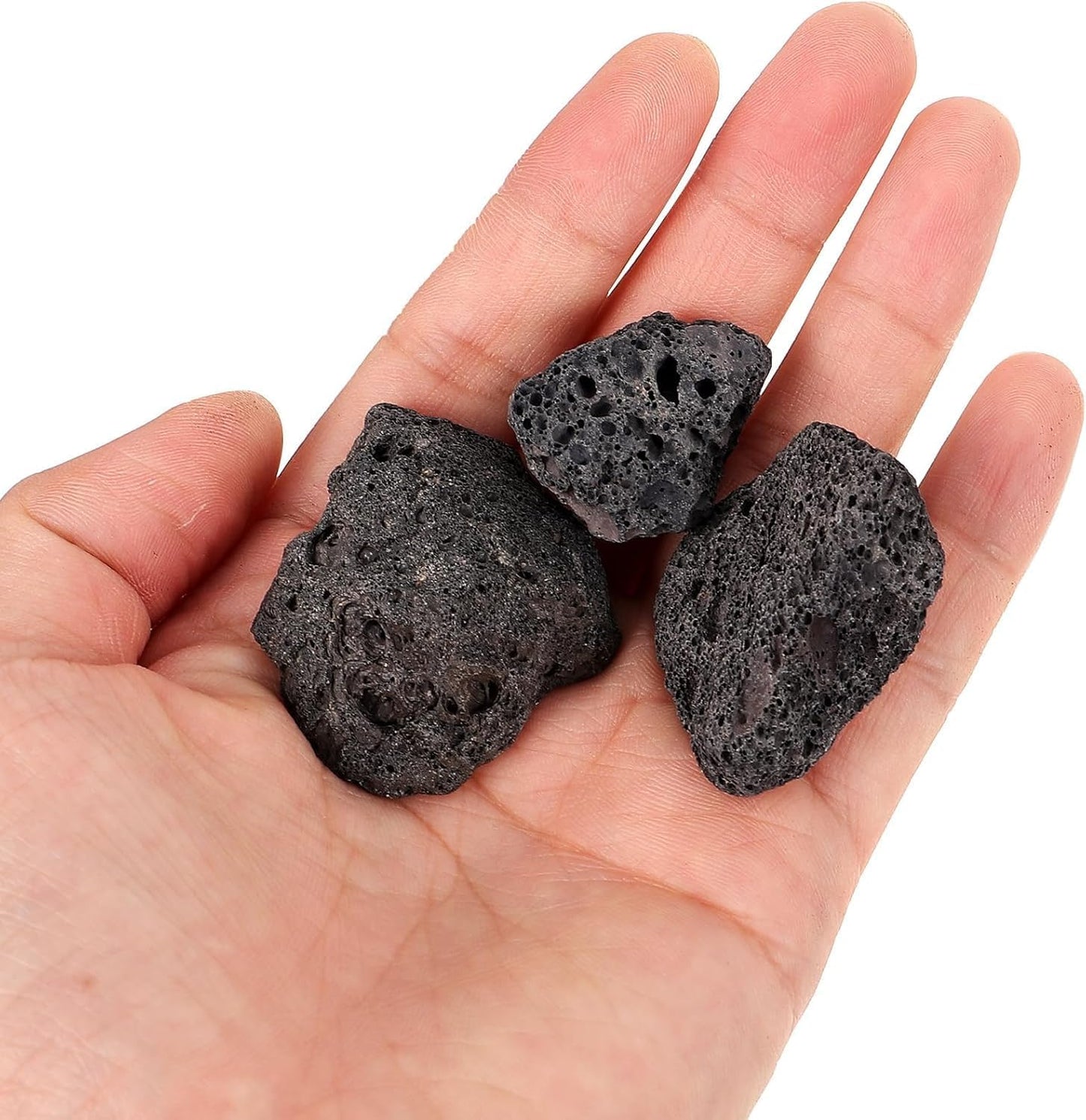 WALMOH Lava Rocks Stone Fire Pit Fireplace, Gas Log Set & Barbecue Grills, Decorative Landscaping Rocks for Indoor and Outdoor Use, 100% Natural, Handcut rocks, 1-2cm size, 500 Grams.