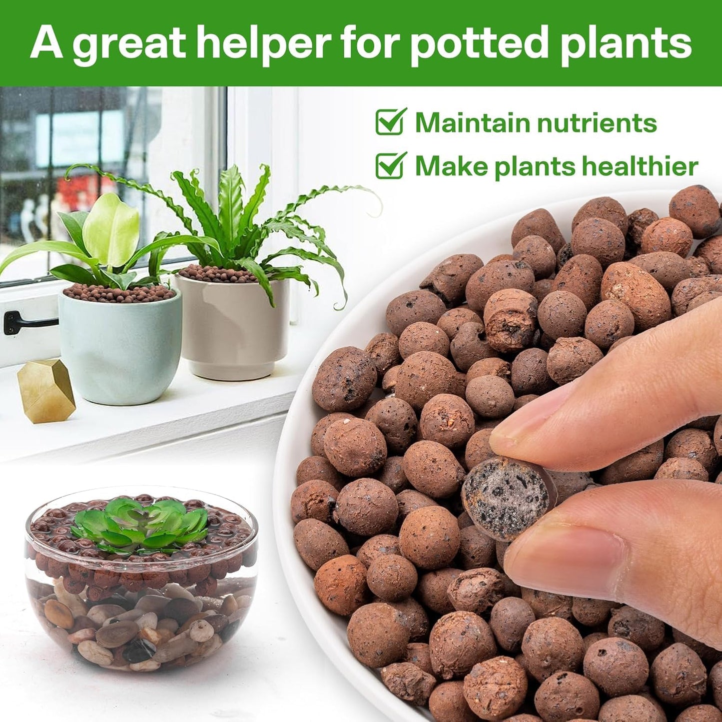 WALMOH 450 Gram (2 Liters) Natural Expanded Clay Pebbles for Plants 4mm-16mm Clay Balls 100% Organic Hydroton Leca Balls for Indoor Plants Hydroponic Growing Gardening Orchids Drainage Decoration Aqua