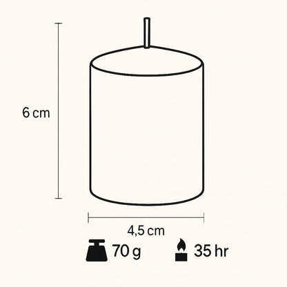 Walmoh Light Scented Pillar Candle, 4.5cm x 6cm, 70gram, upto 35 hours Burn Time, Pack of 6, Premium Quality Candles, Silver Glitter