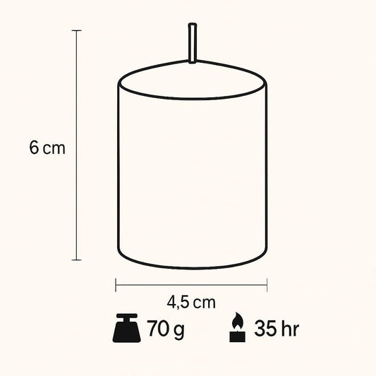 Walmoh Light Scented Pillar Candle, 4.5cm x 6cm, 70gram, upto 35 hours Burn Time, Pack of 6, Premium Quality Candles