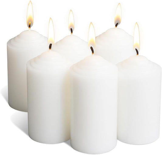 Walmoh Light Scented Pillar Candle, 5cm x 9cm, 125gram, Pack of 6, Premium Quality Candles, White