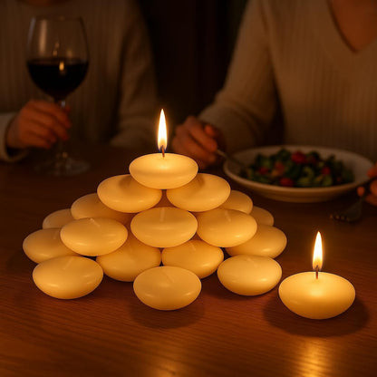 WALMOH Unscented Floating Candle, Ivory, Pack of 30, Upto 4 Hours Burn Time, Premiun Series