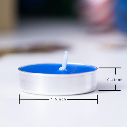 WALMOH Tea Light Candles, Decorative & Festive, Blue, Pack of 50, 4 Hours Burn Time