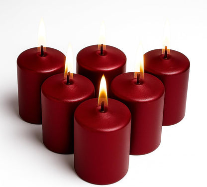 Walmoh Light Scented Pillar Candle, 4.5cm x 6cm, 70gram, upto 35 hours Burn Time, Pack of 6, Premium Quality Candles, Wine Red