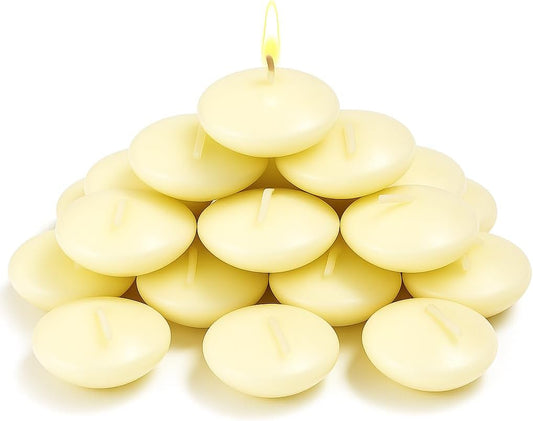 WALMOH Unscented Floating Candle, Ivory, Pack of 30, Upto 4 Hours Burn Time, Premiun Series