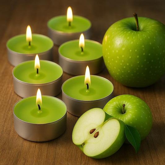 Walmoh Tea Light Scented Candles, 4 hours burn time, Pack of 40, Premium Series Candles (Green Apple)