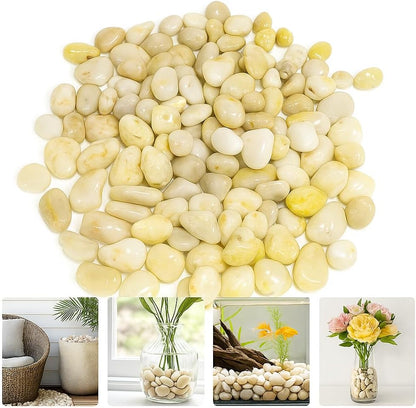 WALMOH Aquarium Gravel River Rock - Natural Highly Premium Polished Decorative Gravel, for Aquariums, Landscaping, Vase Fillers 1 KG (Galaxy White Gold)