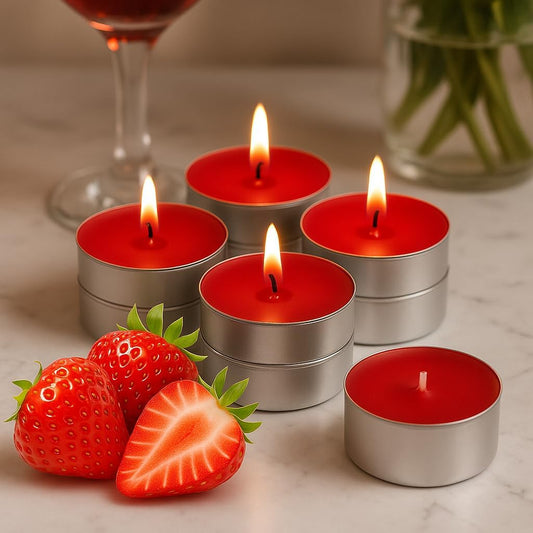 Walmoh Tea Light Scented Candles, 4 hours burn time, Pack of 40, Premium Series Candles (Strawberry)
