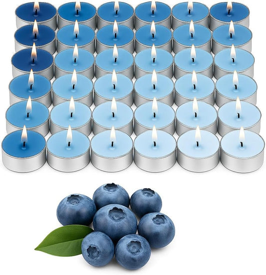 WALMOH Premium Scented Tealight Candles, 36 Pieces, 13g Each, 4 to 5 Hours Burn Time (Blueberry Bloom)