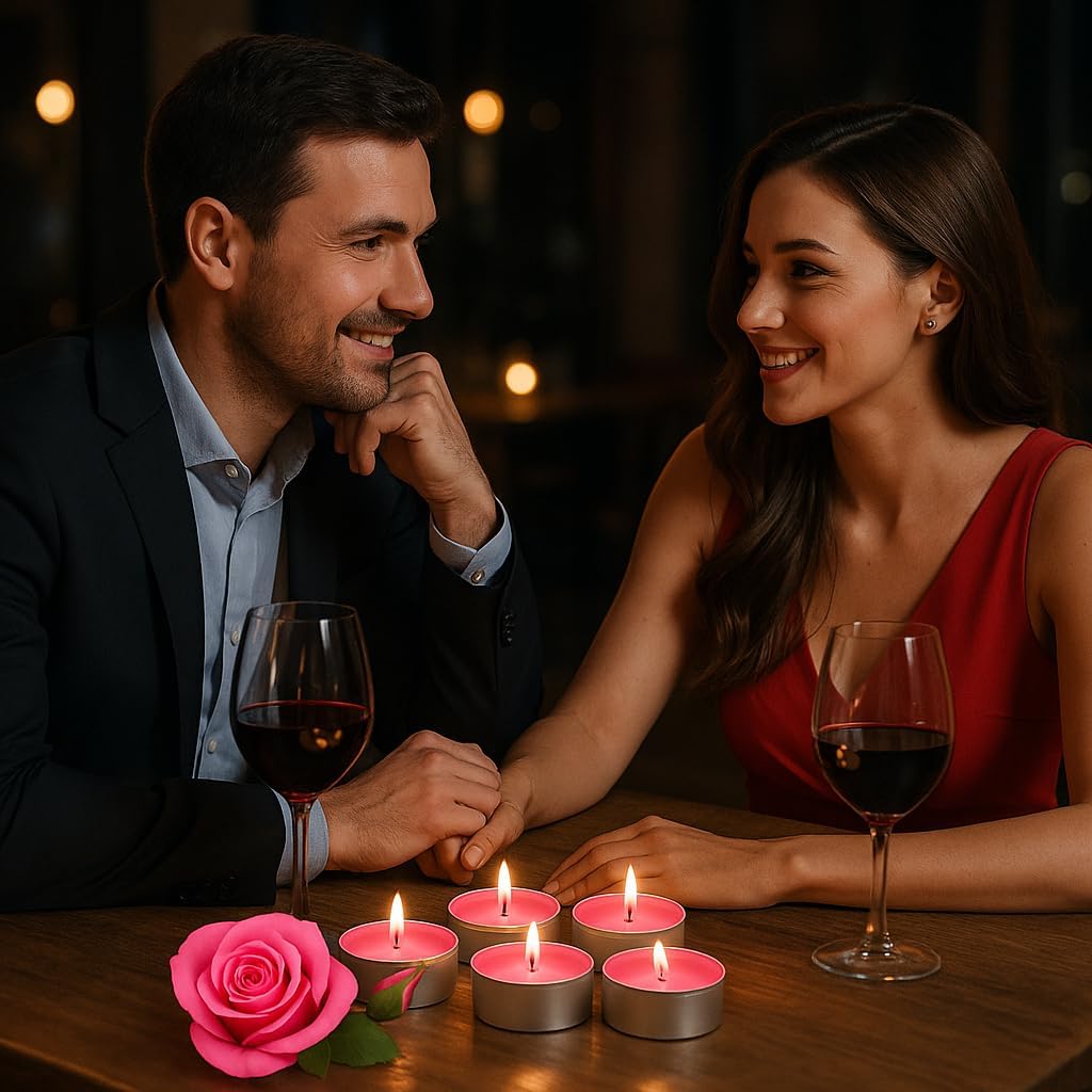 Walmoh Tea Light Scented Candles, 4 hours burn time, Pack of 40, Premium Series Candles (Pink Rose)