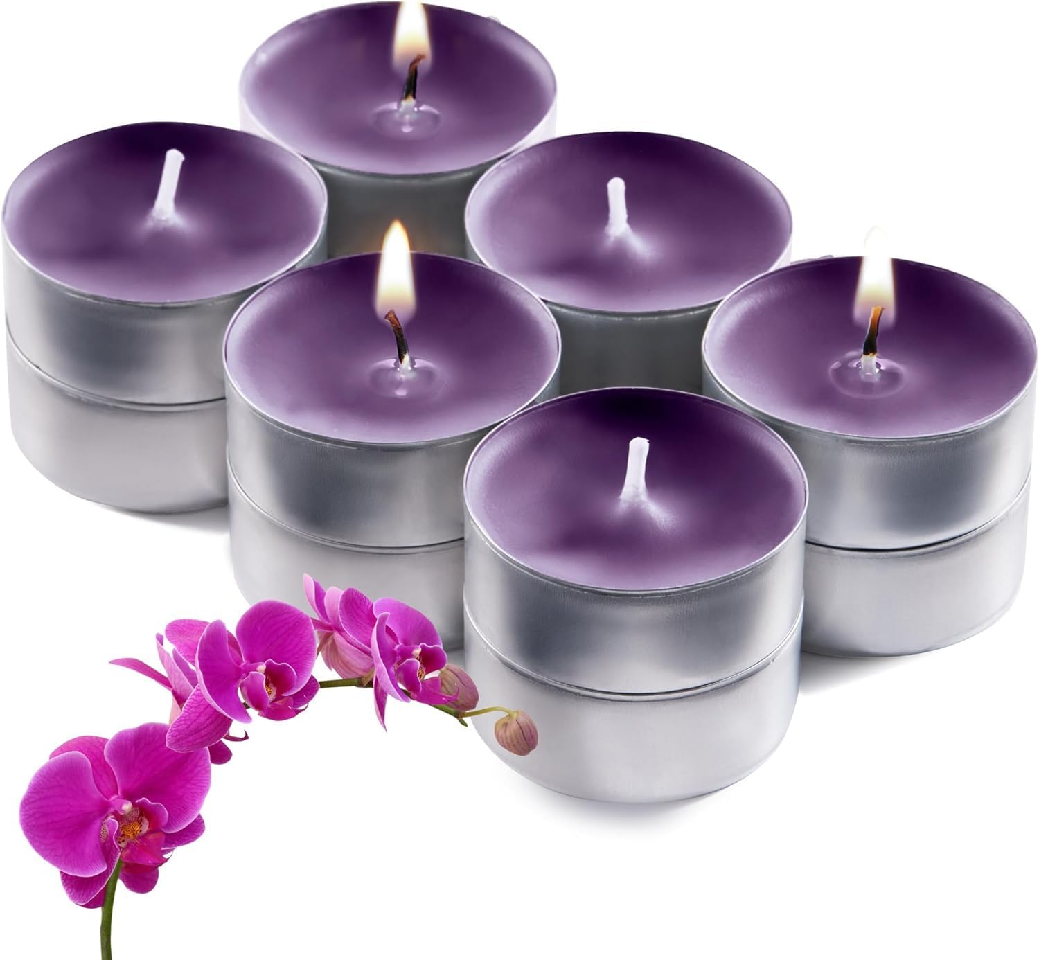 Walmoh Tea Light Scented Candles, 4 hours burn time, Pack of 40, Premium Series Candles (Lavender)
