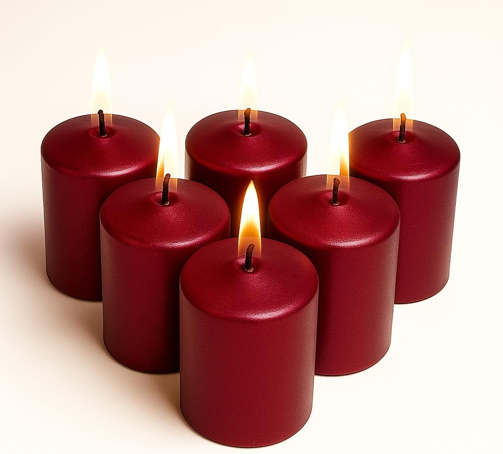 Walmoh Light Scented Pillar Candle, 4.5cm x 6cm, 70gram, upto 35 hours Burn Time, Pack of 6, Premium Quality Candles, Glitter Gold