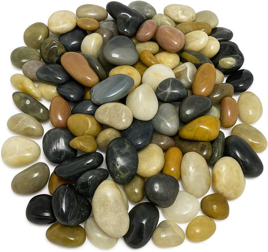 WALMOH Aquarium Gravel River Rock - Natural Highly Premium Polished Decorative Gravel, for Aquariums, Landscaping, Vase Fillers 1 KG (Mixed Natural)