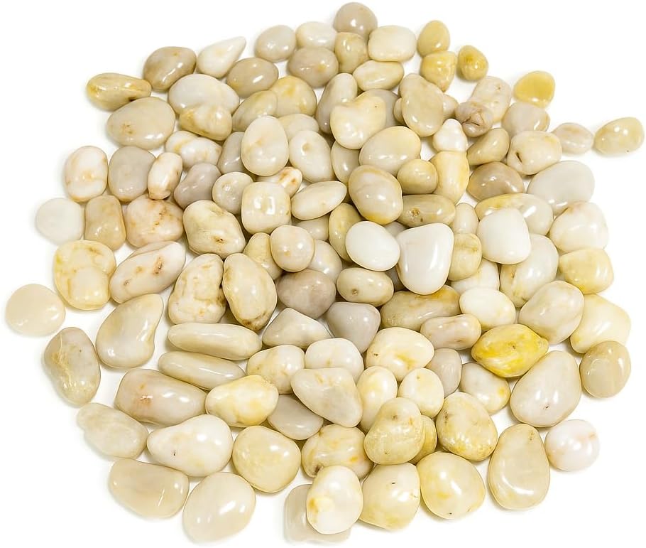 WALMOH Aquarium Gravel River Rock - Natural Highly Premium Polished Decorative Gravel, for Aquariums, Landscaping, Vase Fillers 1 KG (Galaxy White Gold)