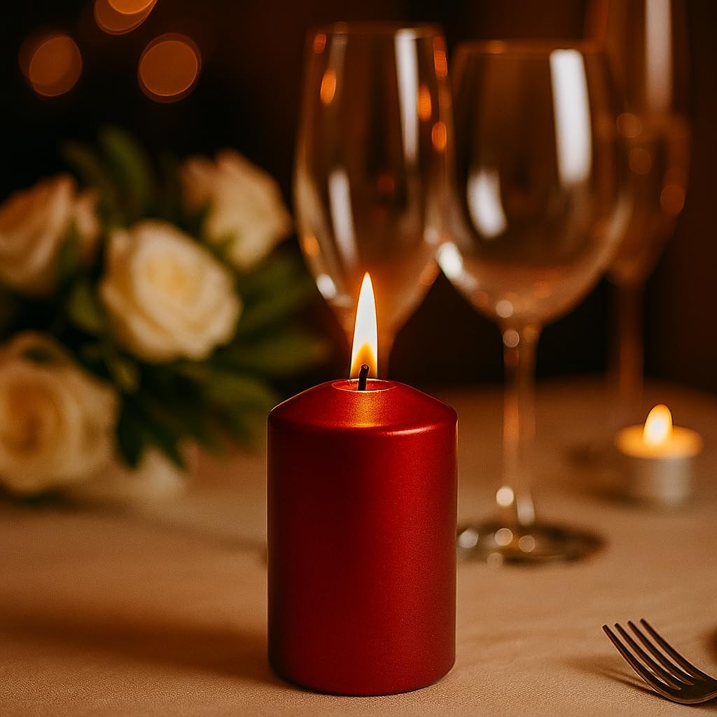 Walmoh Light Scented Pillar Candle, 4.5cm x 6cm, 70gram, upto 35 hours Burn Time, Pack of 6, Premium Quality Candles, Silver Glitter